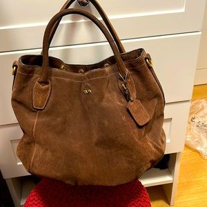 Prada Brown suede large bag. Intact lining, hardware